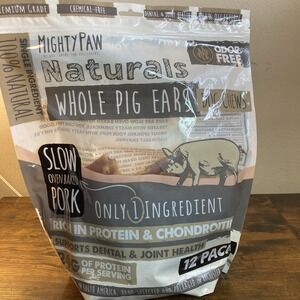 Mighty Paw Naturals Whole Pig Ears Dog Chews 12 Pack